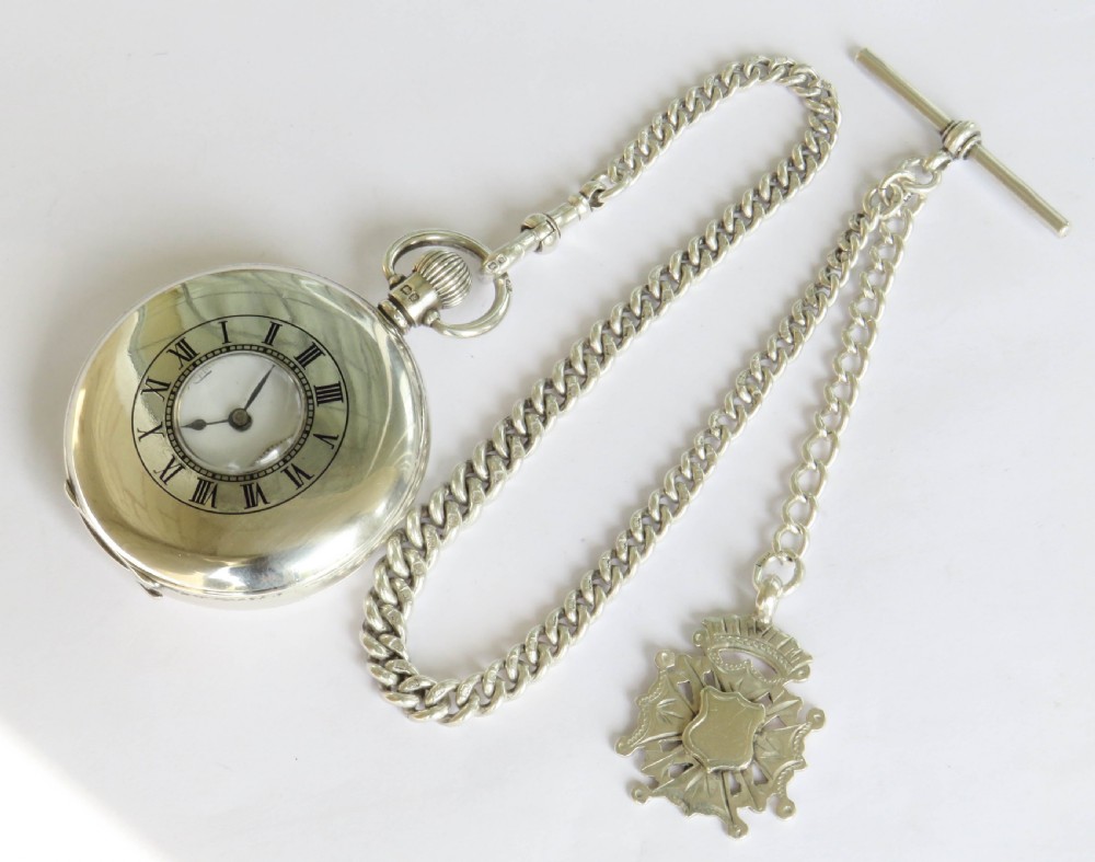 Antique silver Mappin half hunter pocket watch & chain