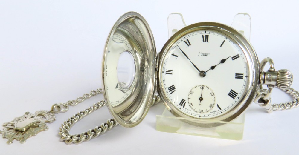 Antique silver Mappin half hunter pocket watch & chain View II