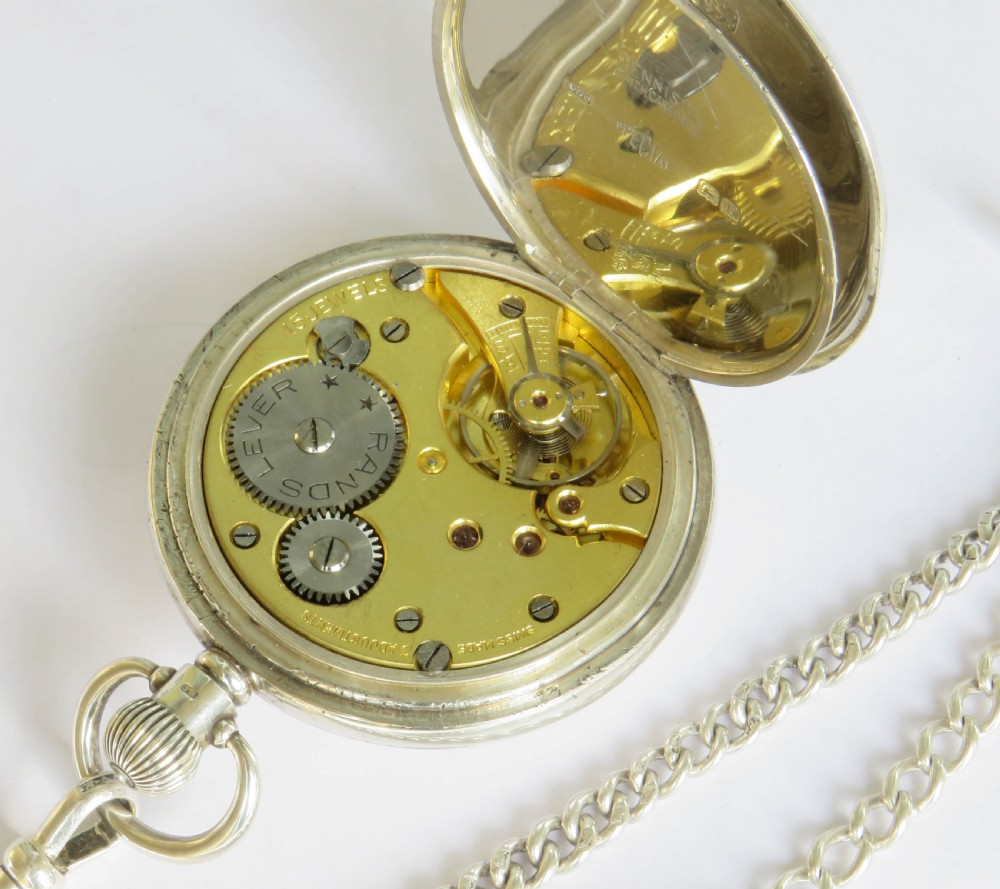 Antique silver Mappin half hunter pocket watch & chain View IV