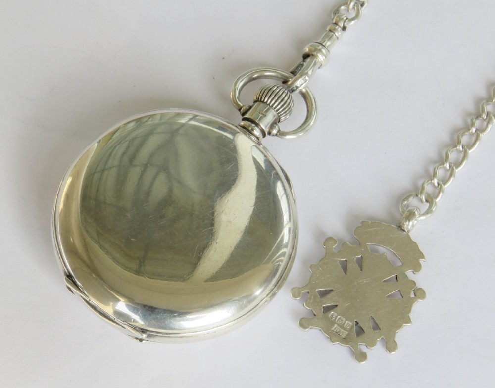 Antique silver Mappin half hunter pocket watch & chain View V
