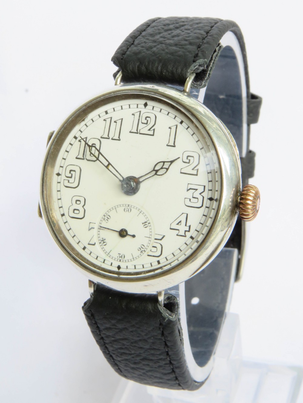 Gents antique silver trench watch, 1914