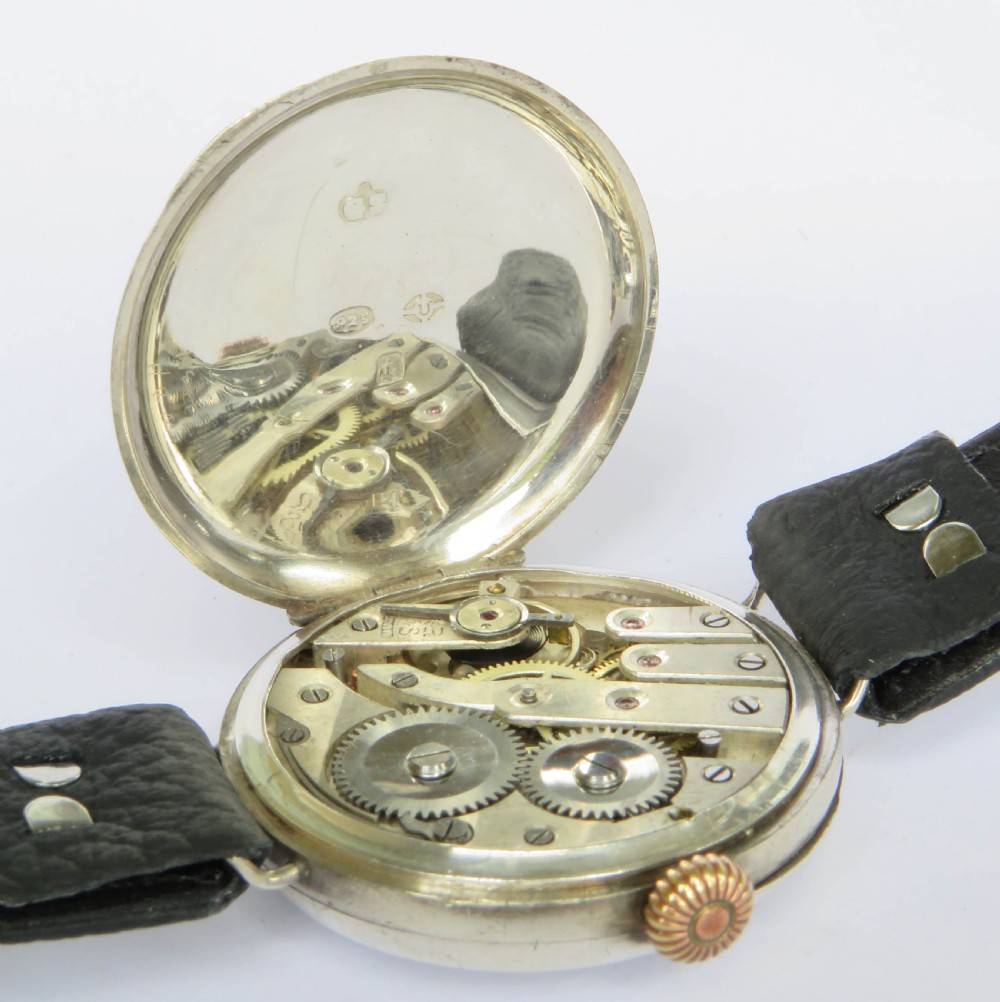 Gents antique silver trench watch, 1914 View III