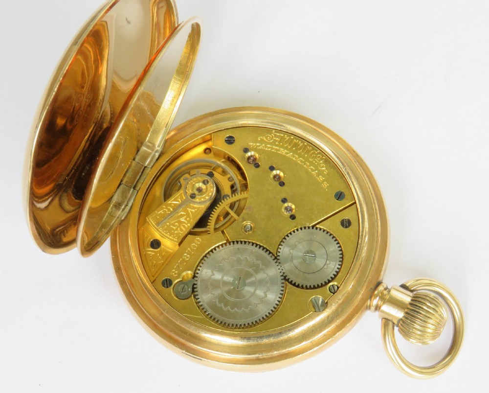 Antique Waltham half hunter pocket watch, 1898 View V