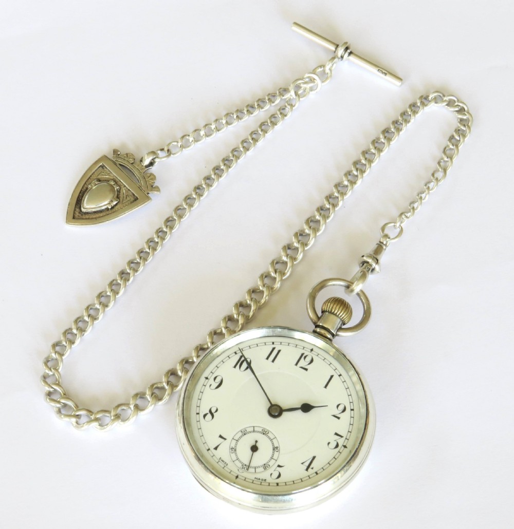 1931 silver Derrick pocket watch with chain View II
