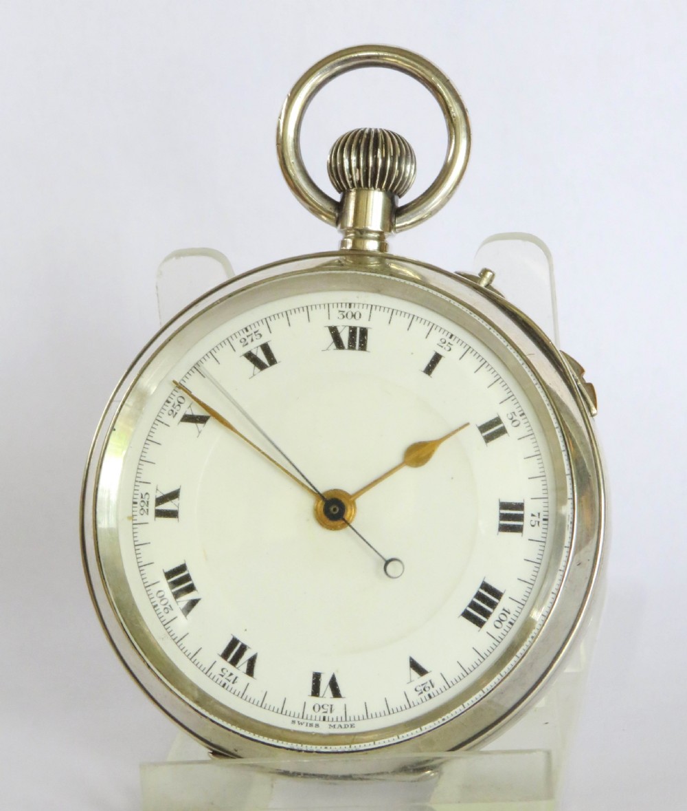 Antique silver chrono pocket watch, Bloomsbury School