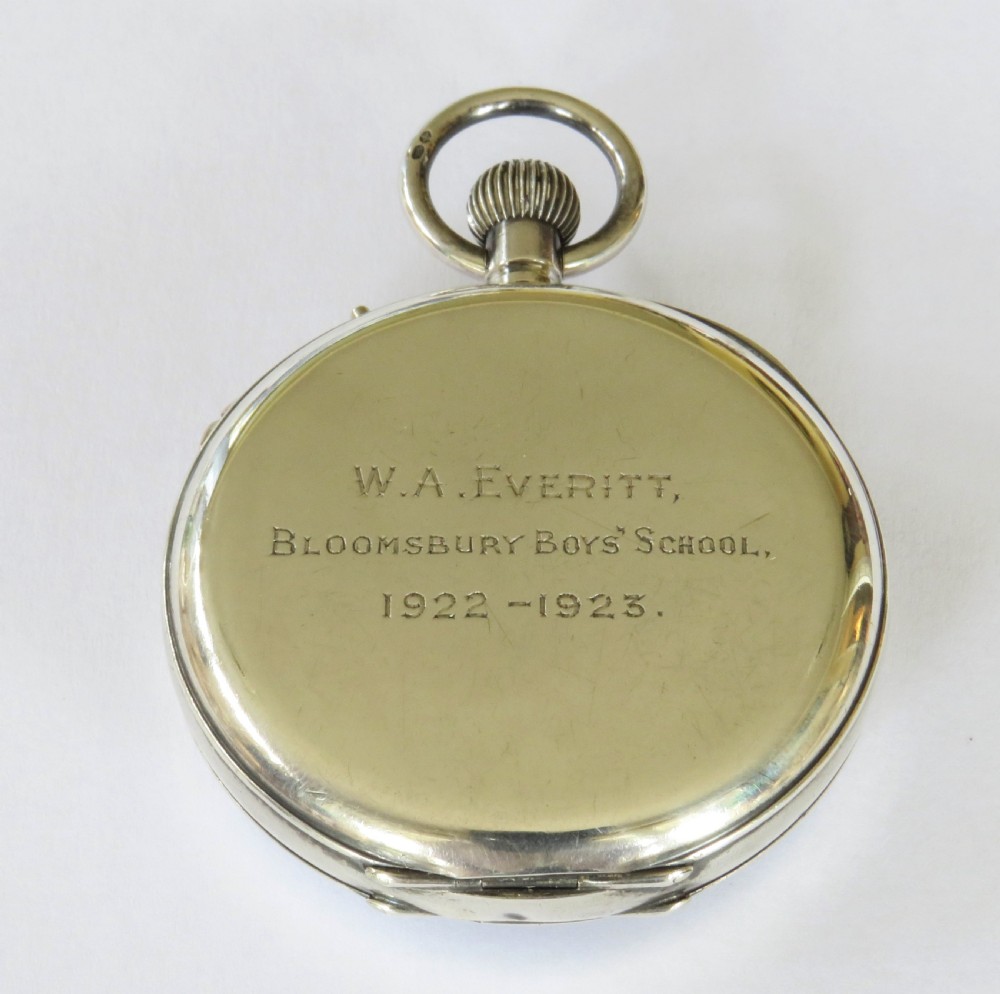 Antique silver chrono pocket watch, Bloomsbury School View V