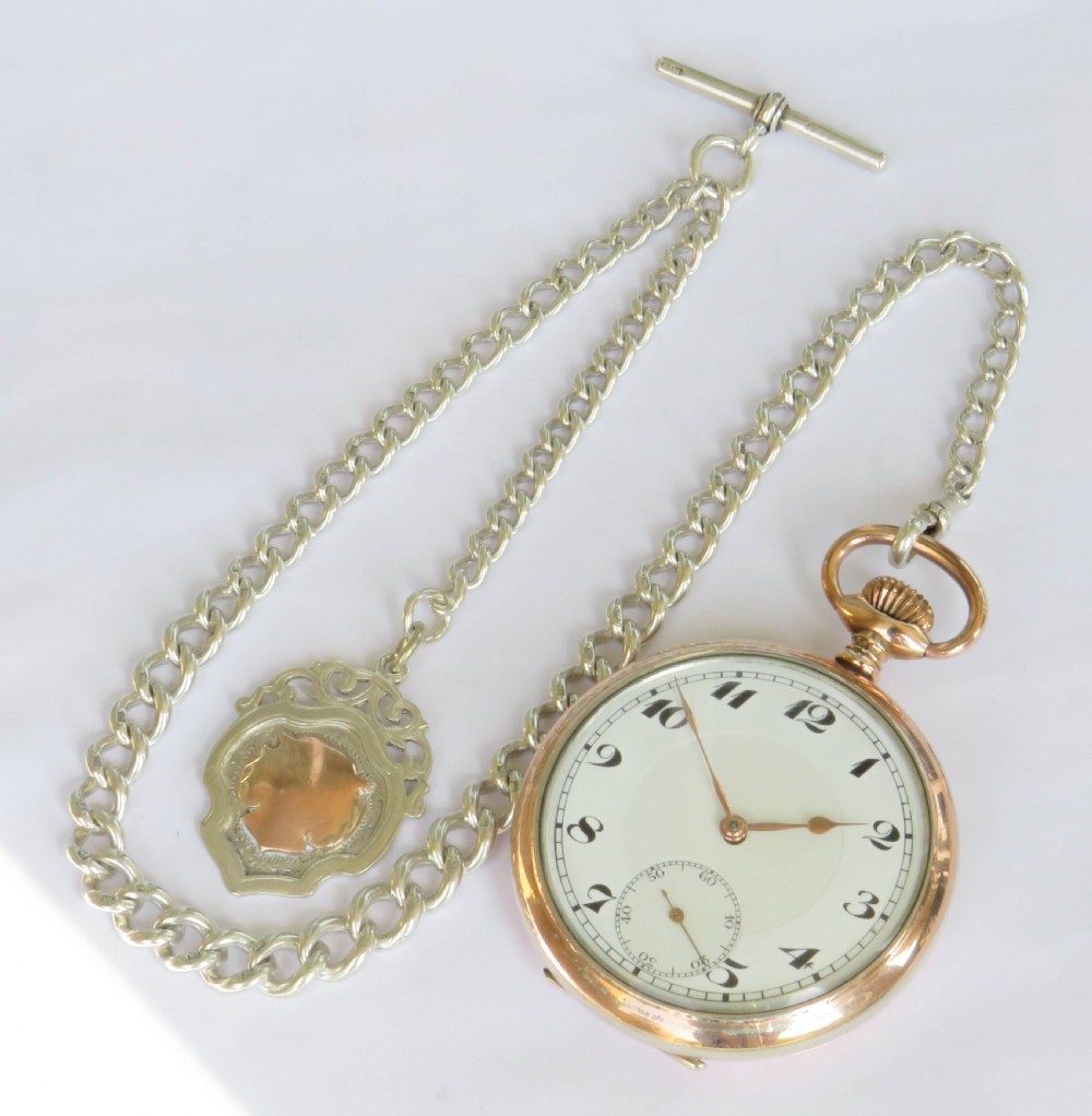 1920s Junghans silver pocket watch and chain View II