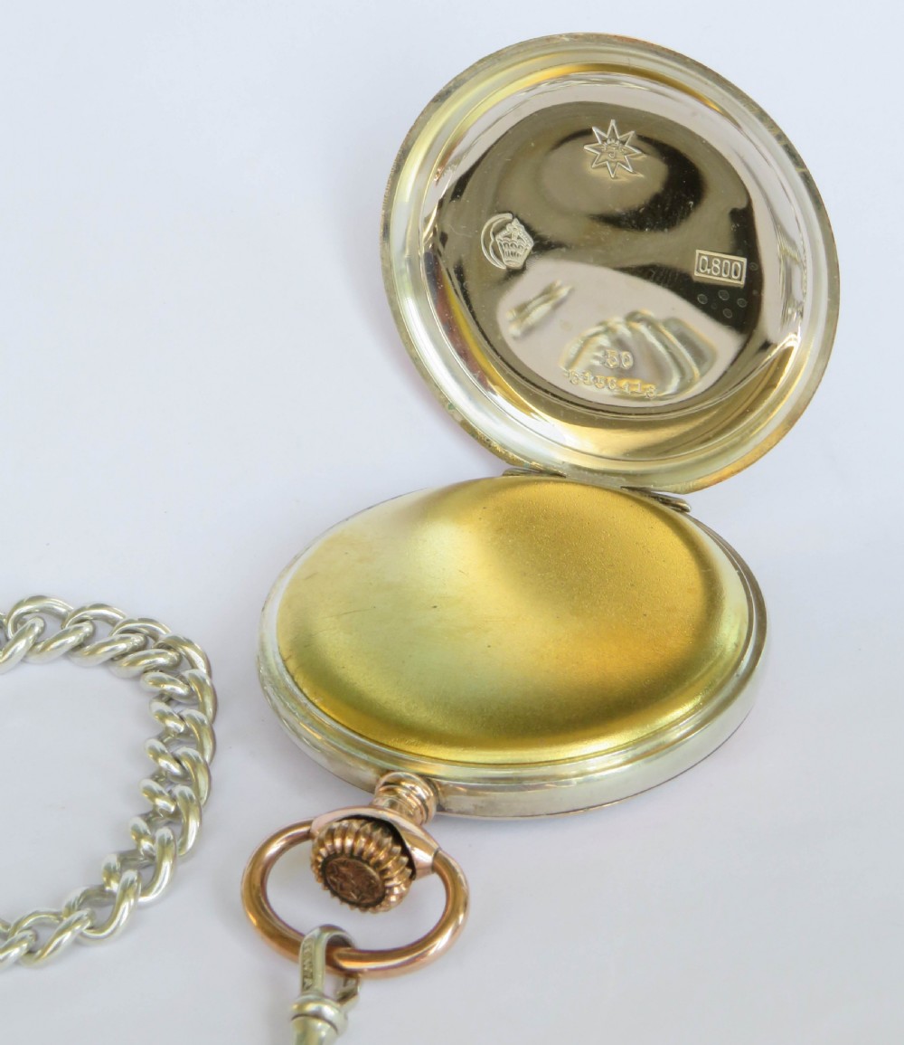 1920s Junghans silver pocket watch and chain View III