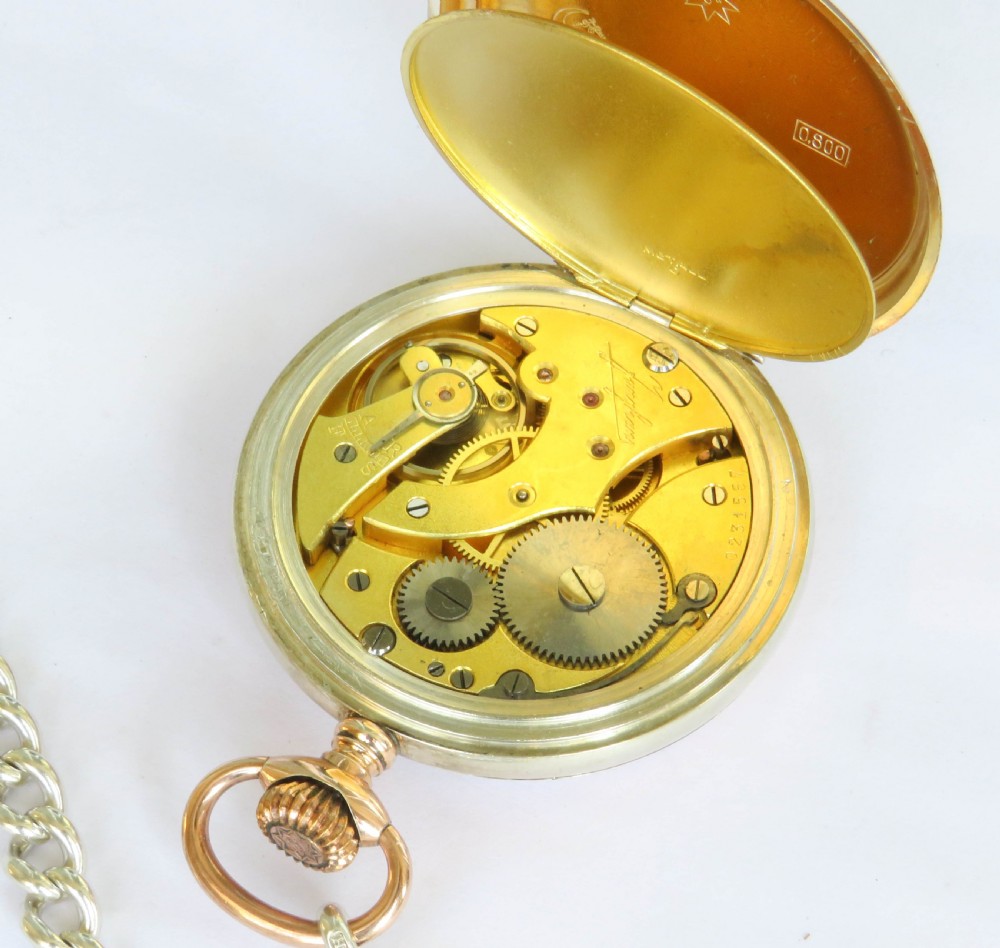 1920s Junghans silver pocket watch and chain View IV