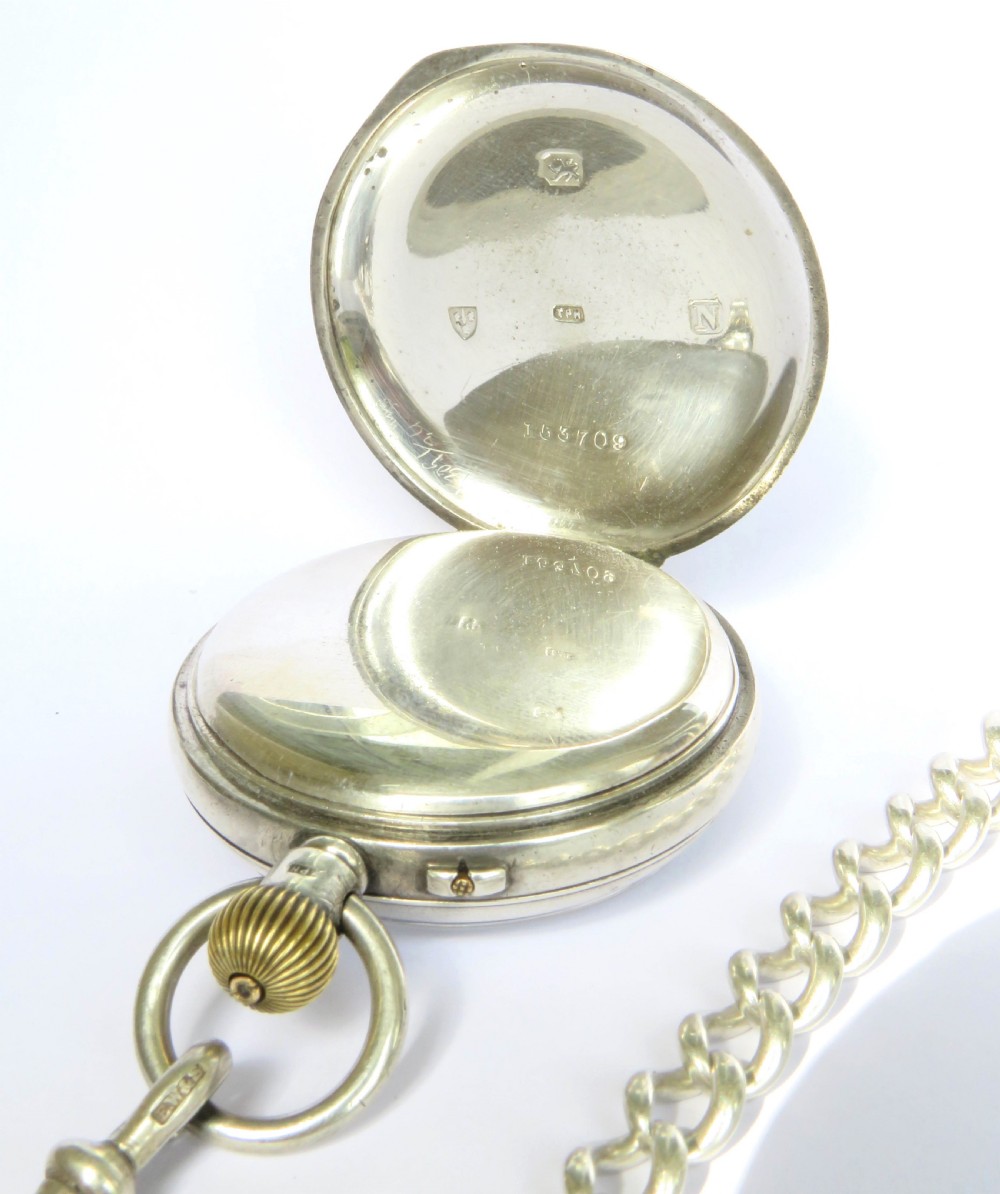 Antique silver Lancashire Watch Co pocket watch and chain View III