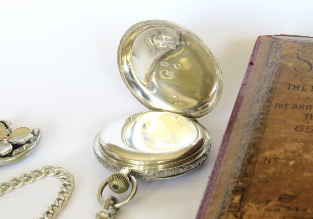 Antique silver fob watch and chain View III