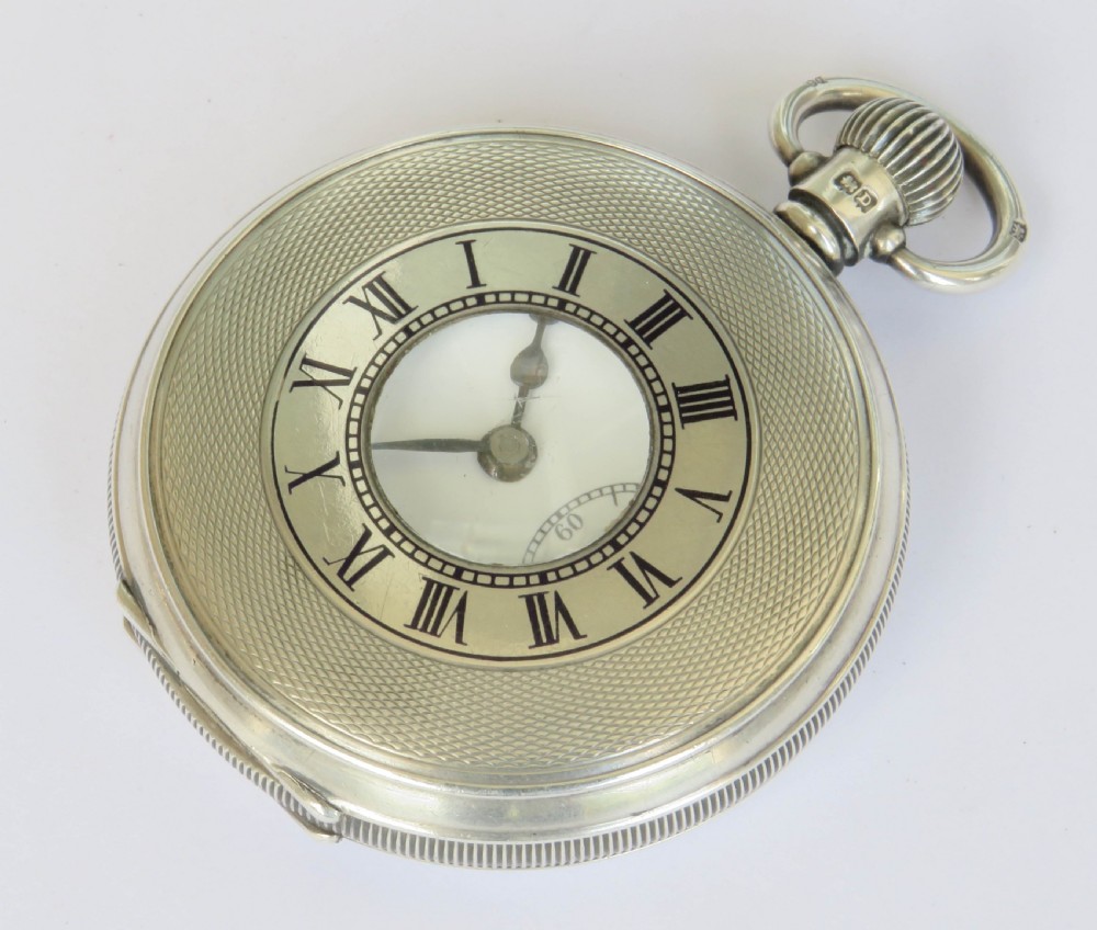 Antique silver Uno half hunter pocket watch, 1929