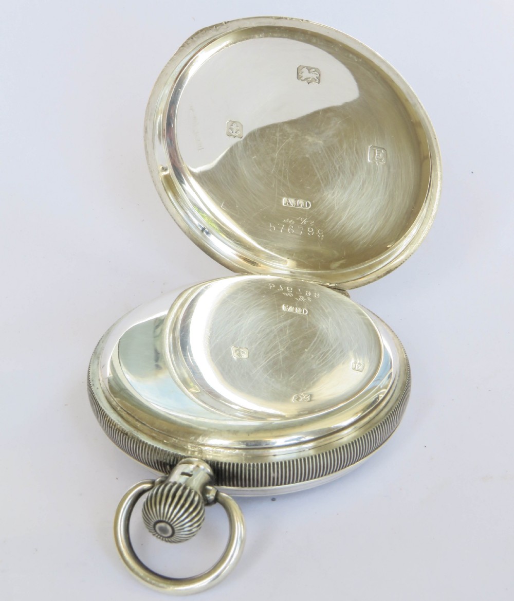 Antique silver Uno half hunter pocket watch, 1929 View III