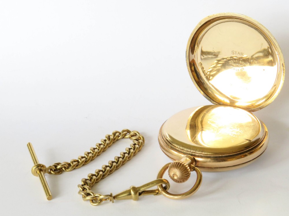 Antique 1927 Waltham pocket watch and chain View III