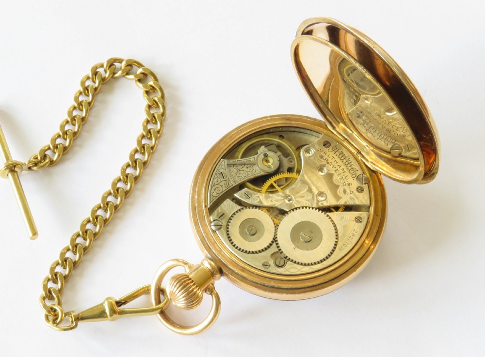 Antique 1927 Waltham pocket watch and chain View IV