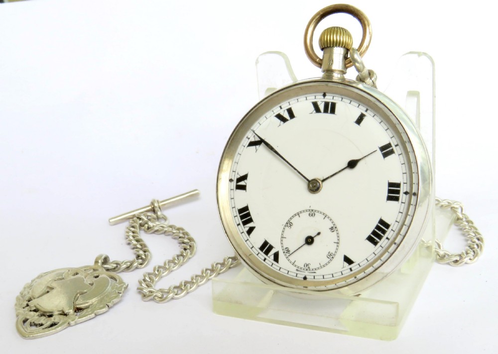 Antique silver Dimier pocket watch and chain