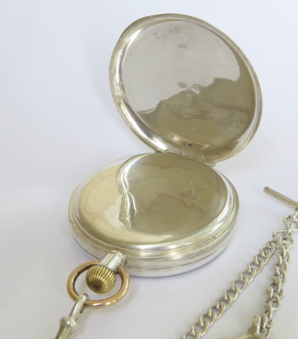 Antique silver Dimier pocket watch and chain View III
