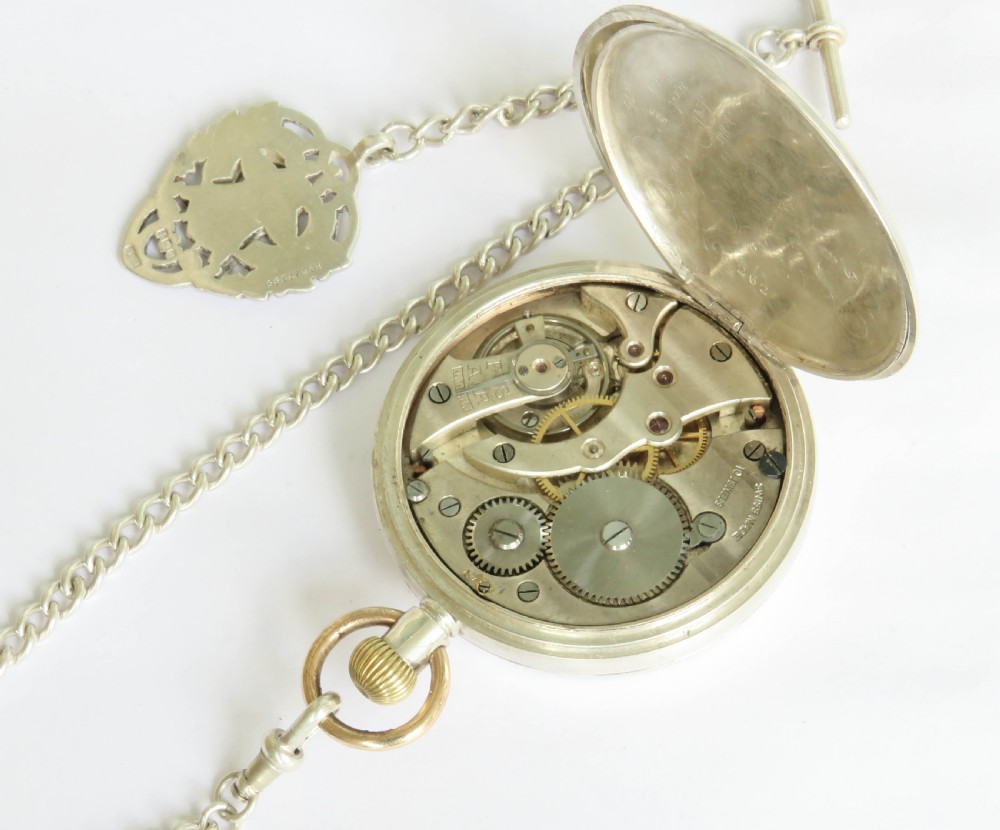 Antique silver Dimier pocket watch and chain View IV