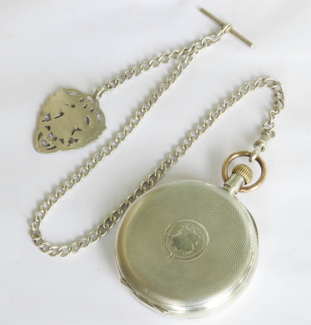 Antique silver Dimier pocket watch and chain View V
