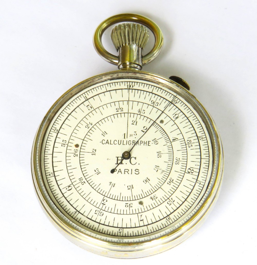 Antique pocket watch type slide rule/calculator, c1890