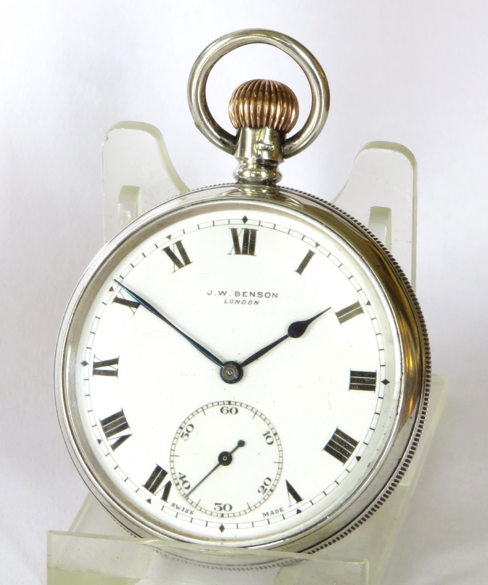 Silver J W Benson pocket watch, 1905