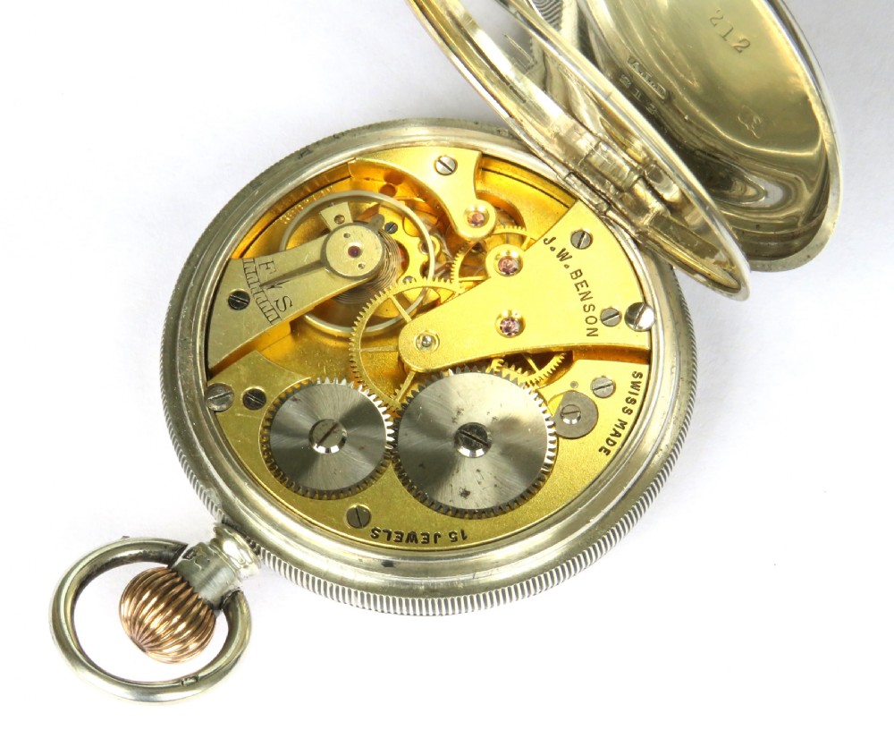 Silver J W Benson pocket watch, 1905 View IV