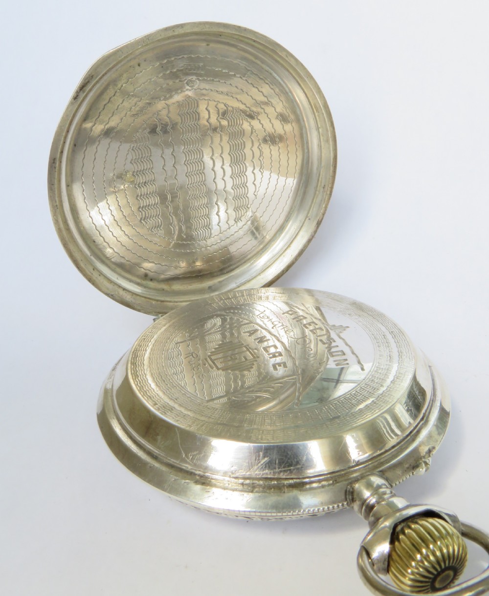 Antique silver Goliath pocket watch, steam loco View IV