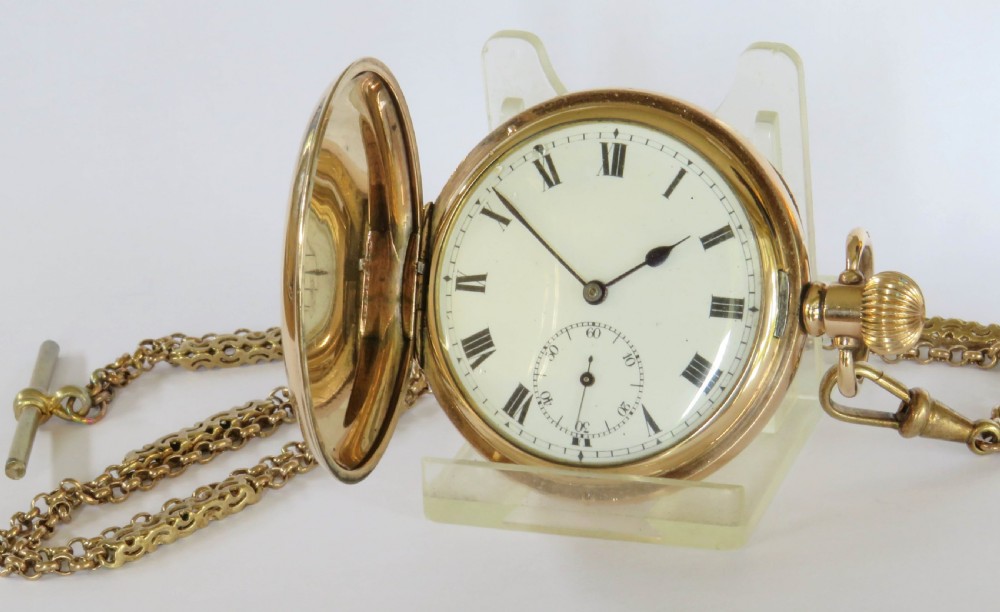 Antique Rival full hunter pocket watch and chain
