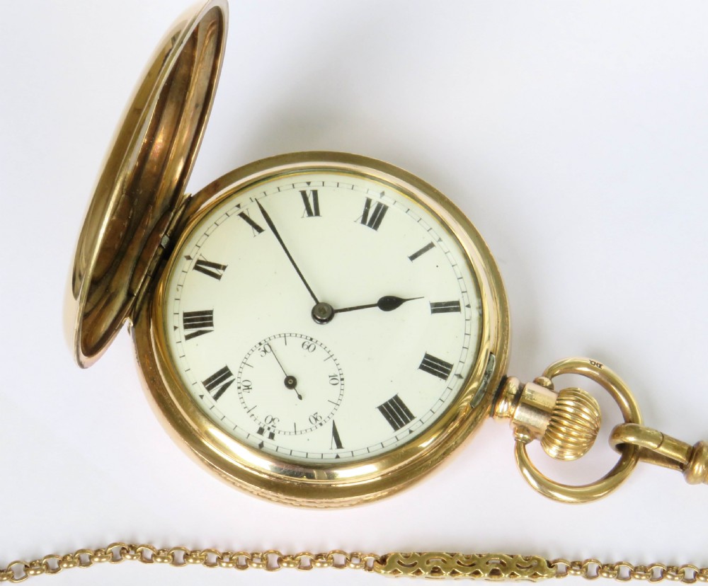 Antique Rival full hunter pocket watch and chain View II