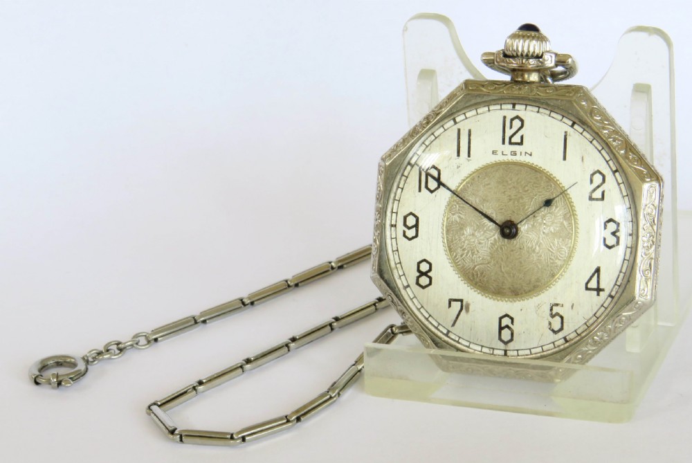 Antique Elgin pocket watch and chain