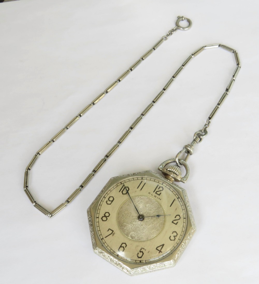 Antique Elgin pocket watch and chain View II