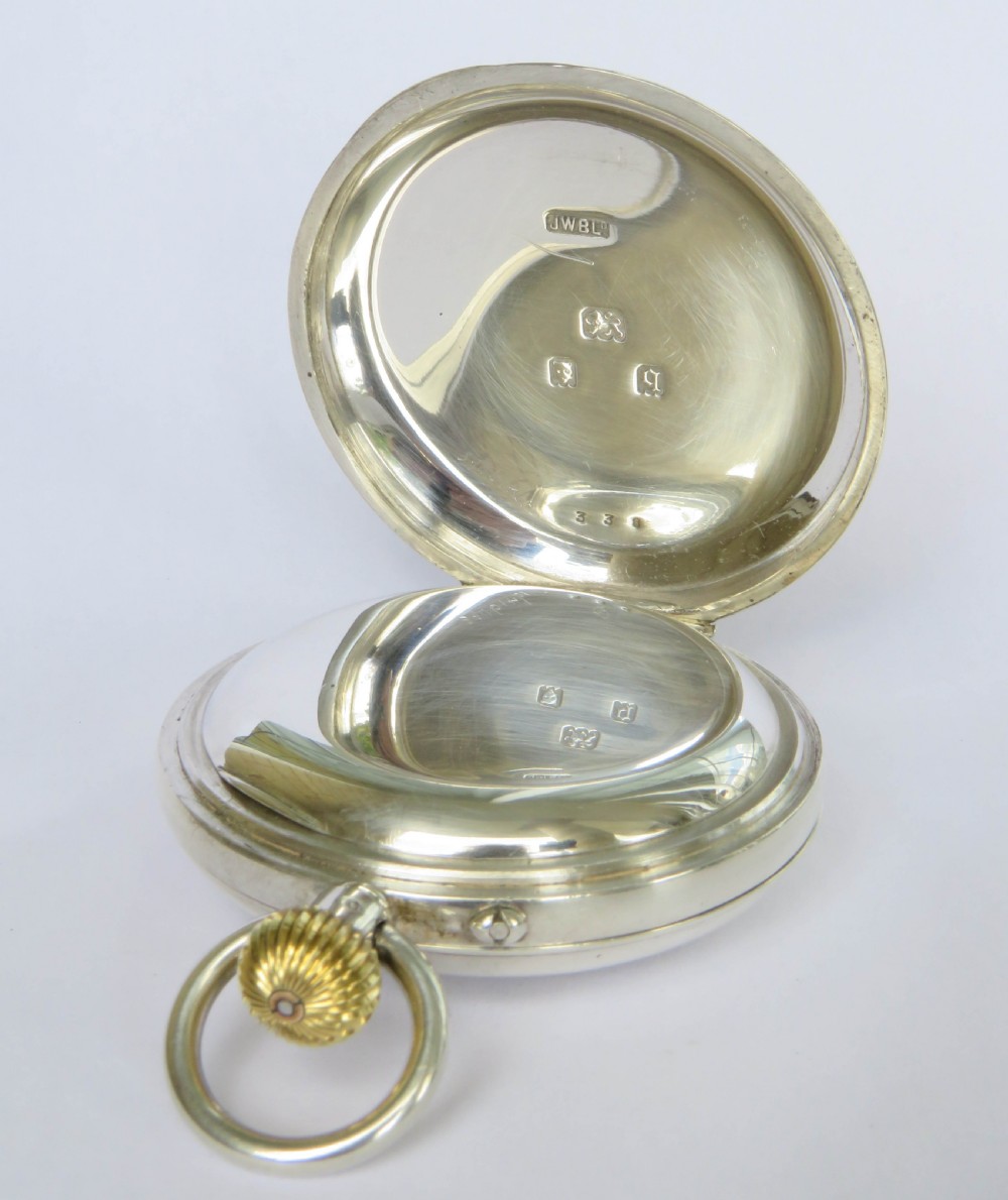 Antique silver J W Benson half hunter pocket watch, super condition View III
