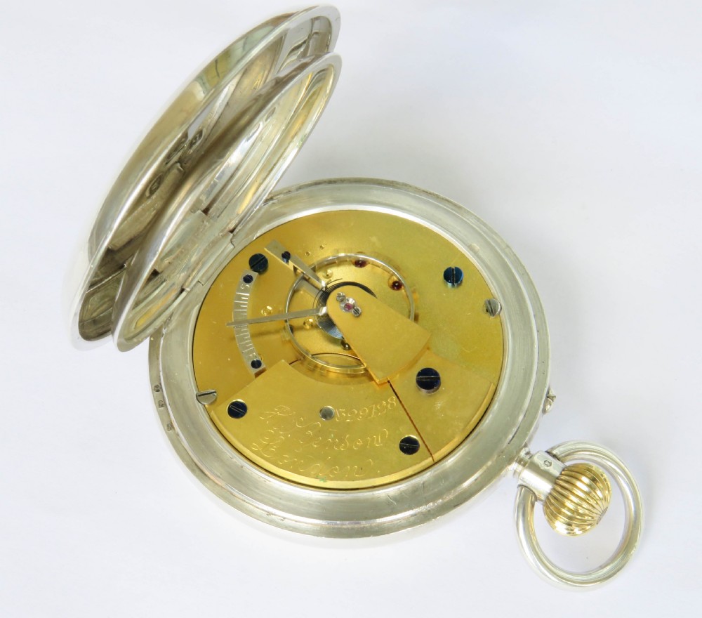 Antique silver J W Benson half hunter pocket watch, super condition View IV