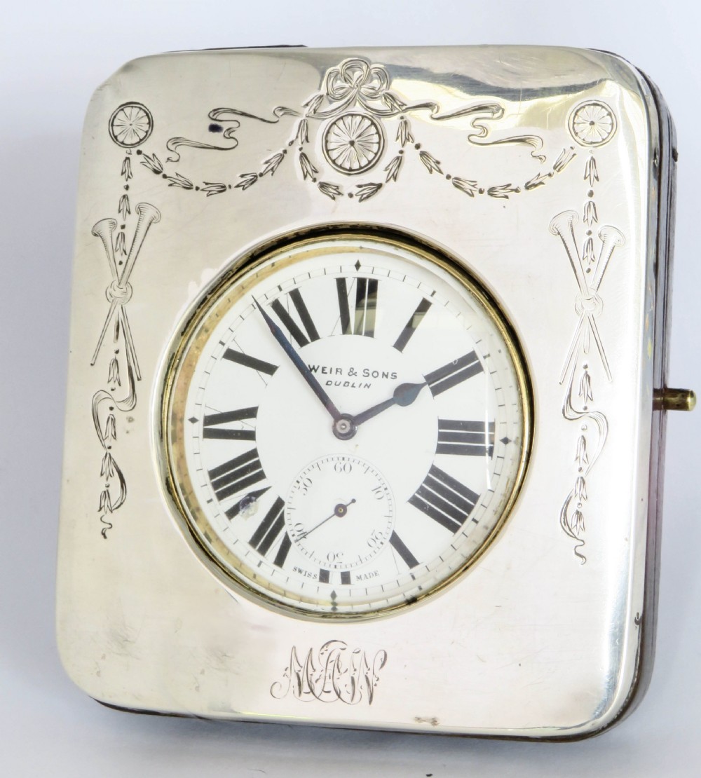 Silver Weir & Sons goliath pocket watch travel clock