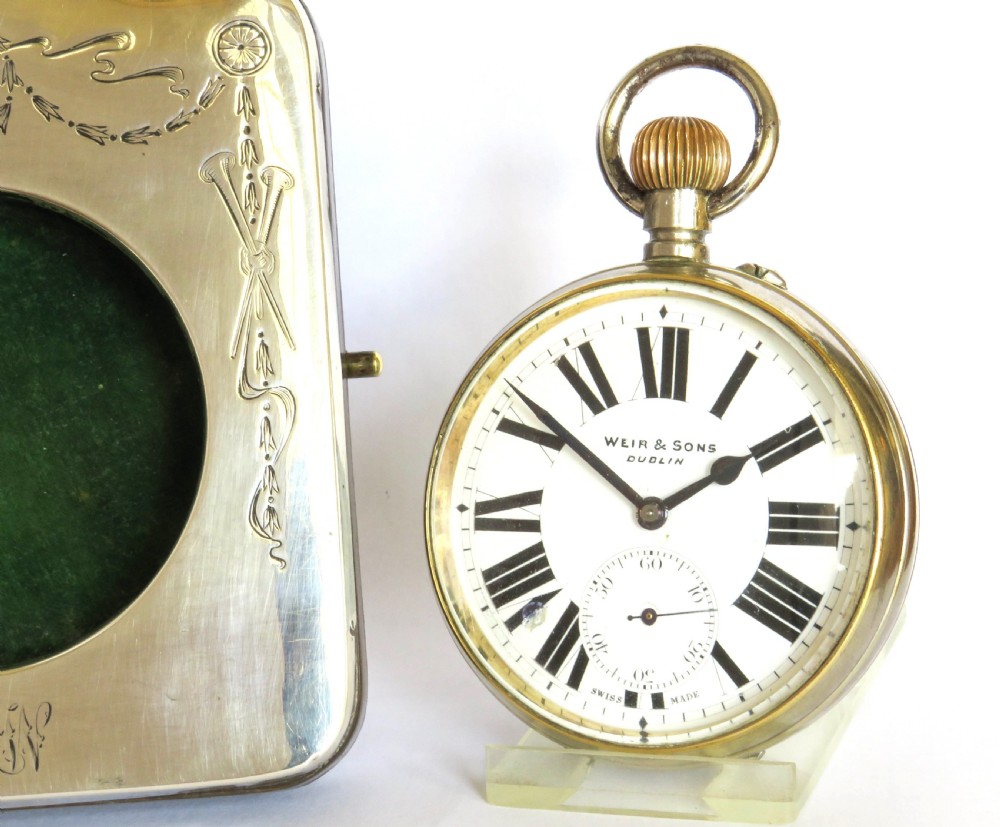 Silver Weir & Sons goliath pocket watch travel clock View II