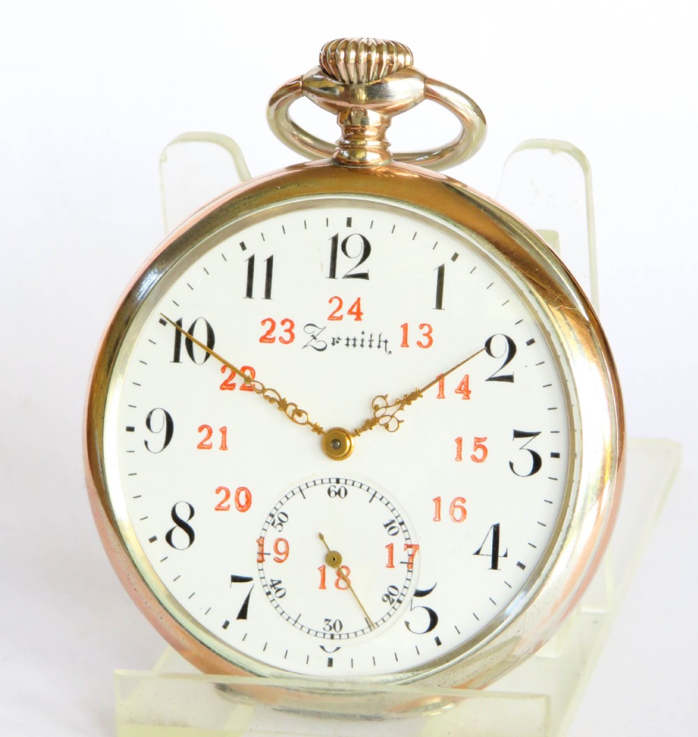 Antique silver Zenith pocket watch, 1928