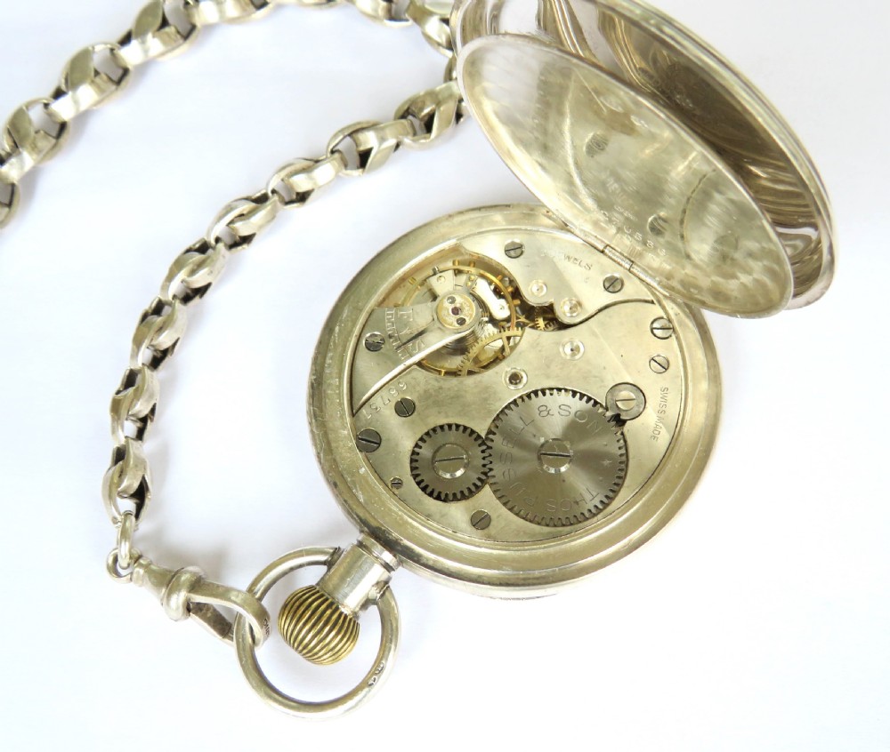 Antique silver Thomas Russell pocket watch and chain View IV