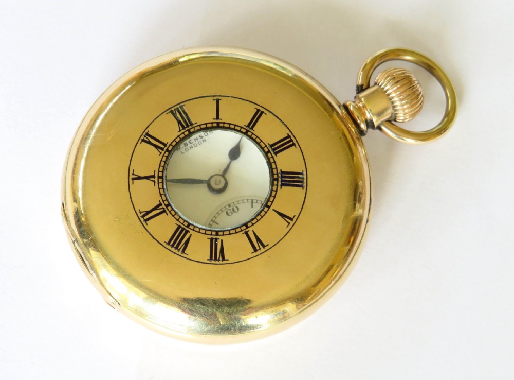 Antique J W Benson half hunter pocket watch