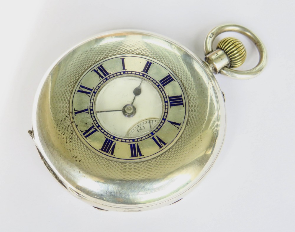Antique silver Rotherhams half hunter pocket watch