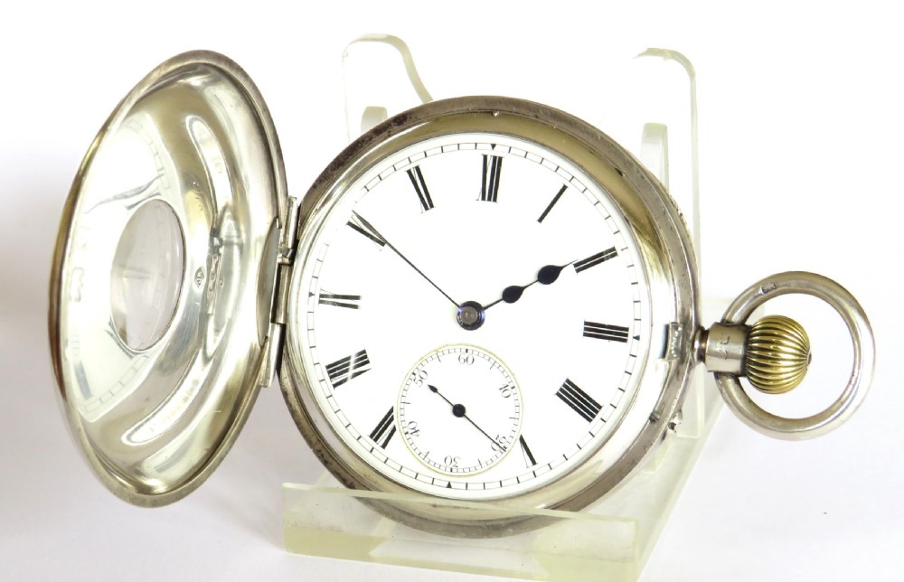 Antique silver Rotherhams half hunter pocket watch View II