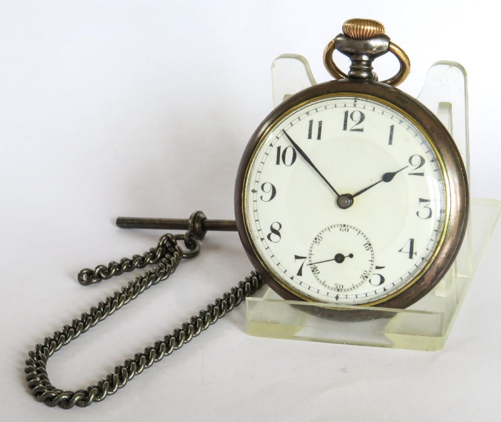1940s gun metal pocket watch by Rotherham & Sons