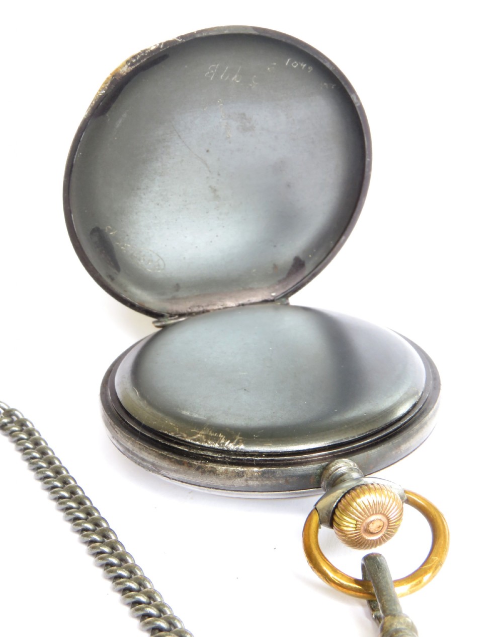 1940s gun metal pocket watch by Rotherham & Sons View II