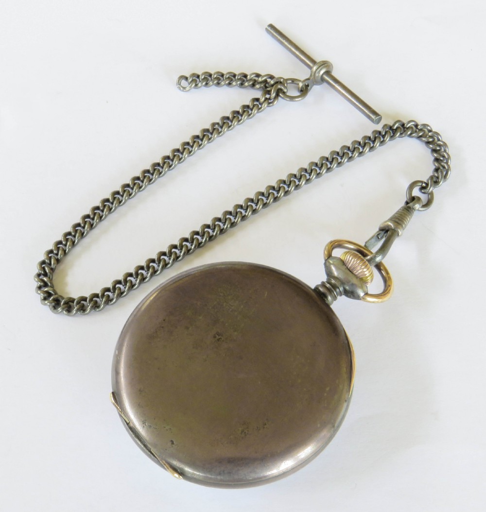 1940s gun metal pocket watch by Rotherham & Sons View IV