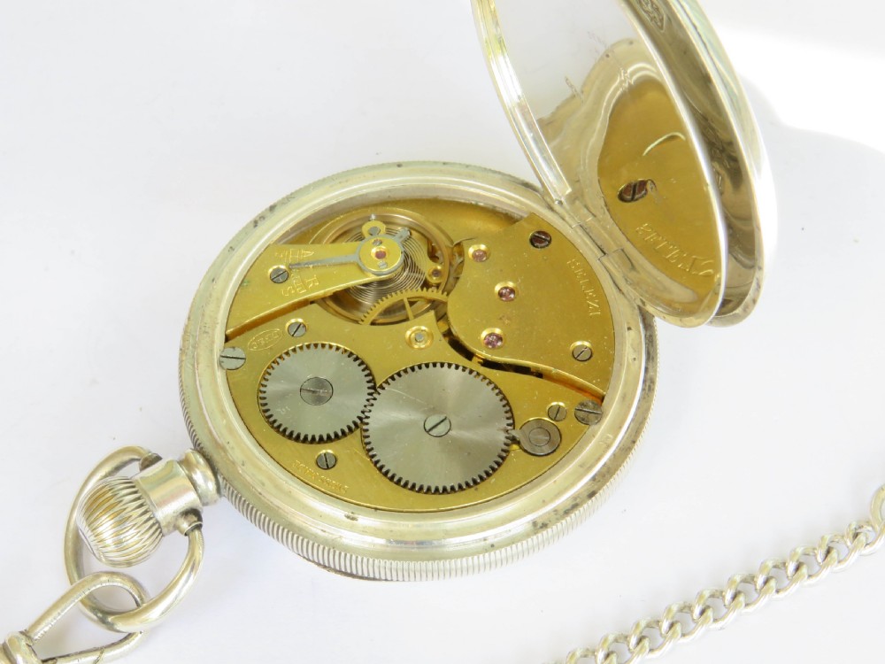 Antique Selezi silver pocket watch and chain View IV
