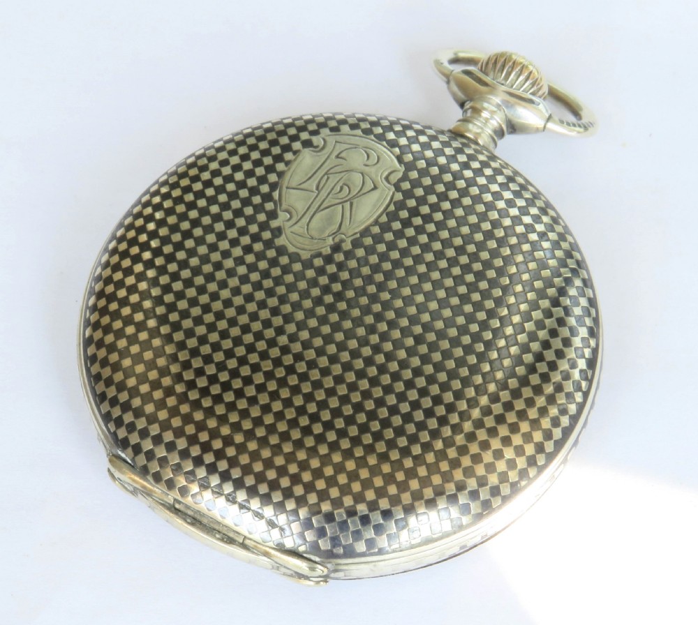 Antique Helios niello-ware hunter pocket watch.