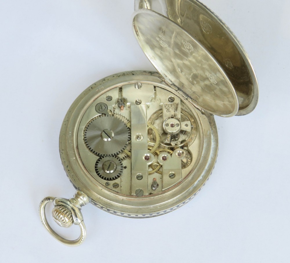 Antique Helios niello-ware hunter pocket watch. View VI