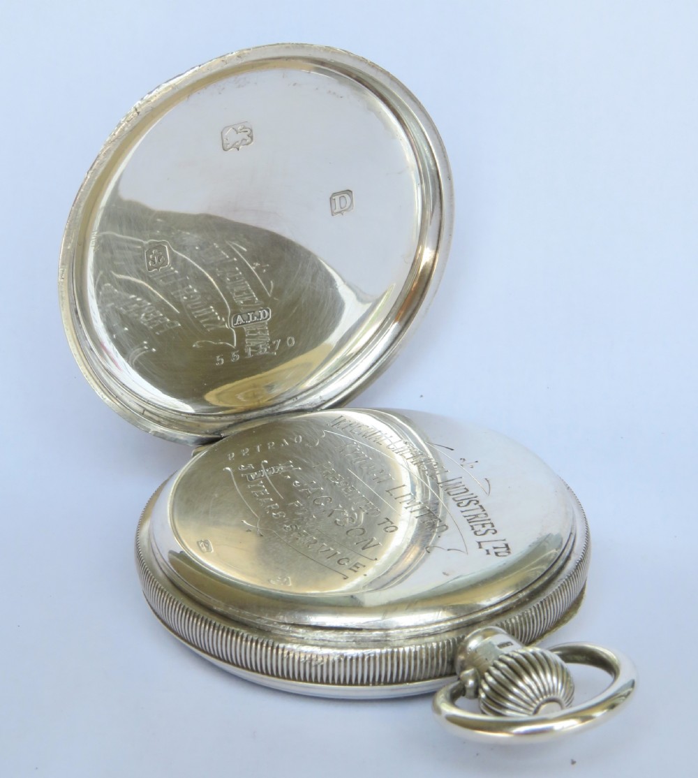Antique silver Langendorf pocket watch, 1928 View II