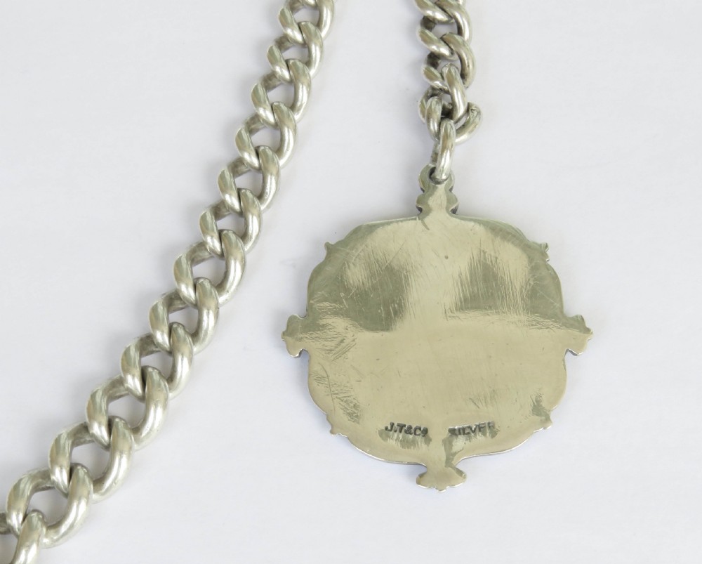Antique silver pocket watch chain and fob View III