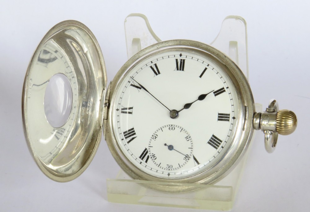 Antique silver Revue half hunter pocket watch
