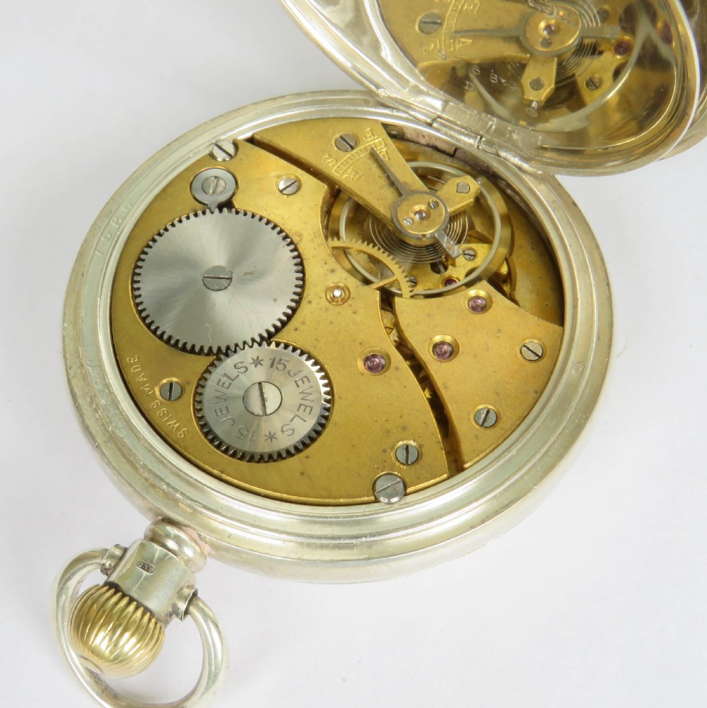 Antique silver Revue half hunter pocket watch View IV